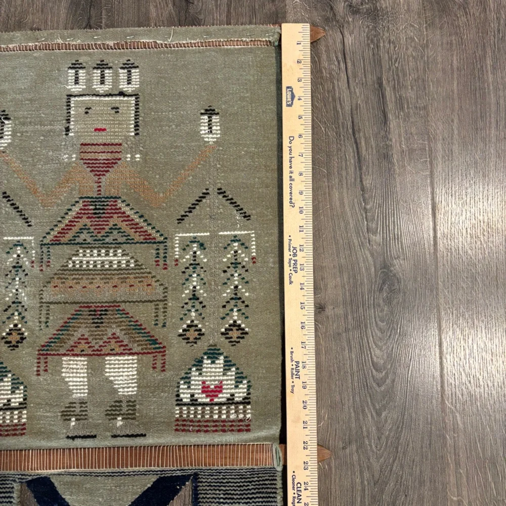 Vintage Native American Hand Woven Wool Wall Hanging Rug Tribal Man Navajo Yei?